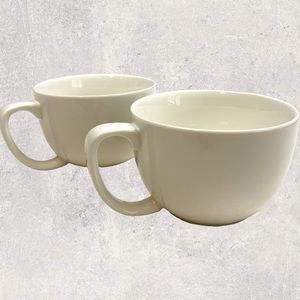 Set of Two Large White Porcelain Coffee / Soup Mugs